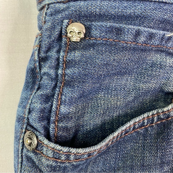 Marc Ecko Dark Blue Lion Embroidered Pocket Bootcut Jeans 40 - Picture 3 of 11